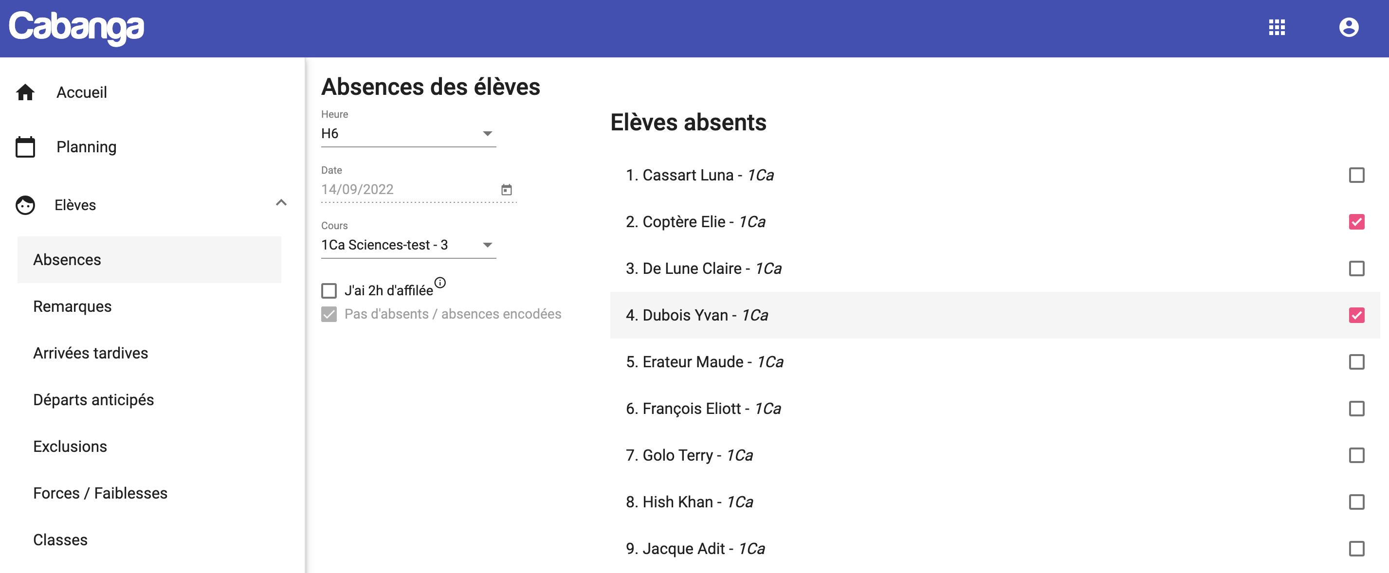 absences élèves par profs