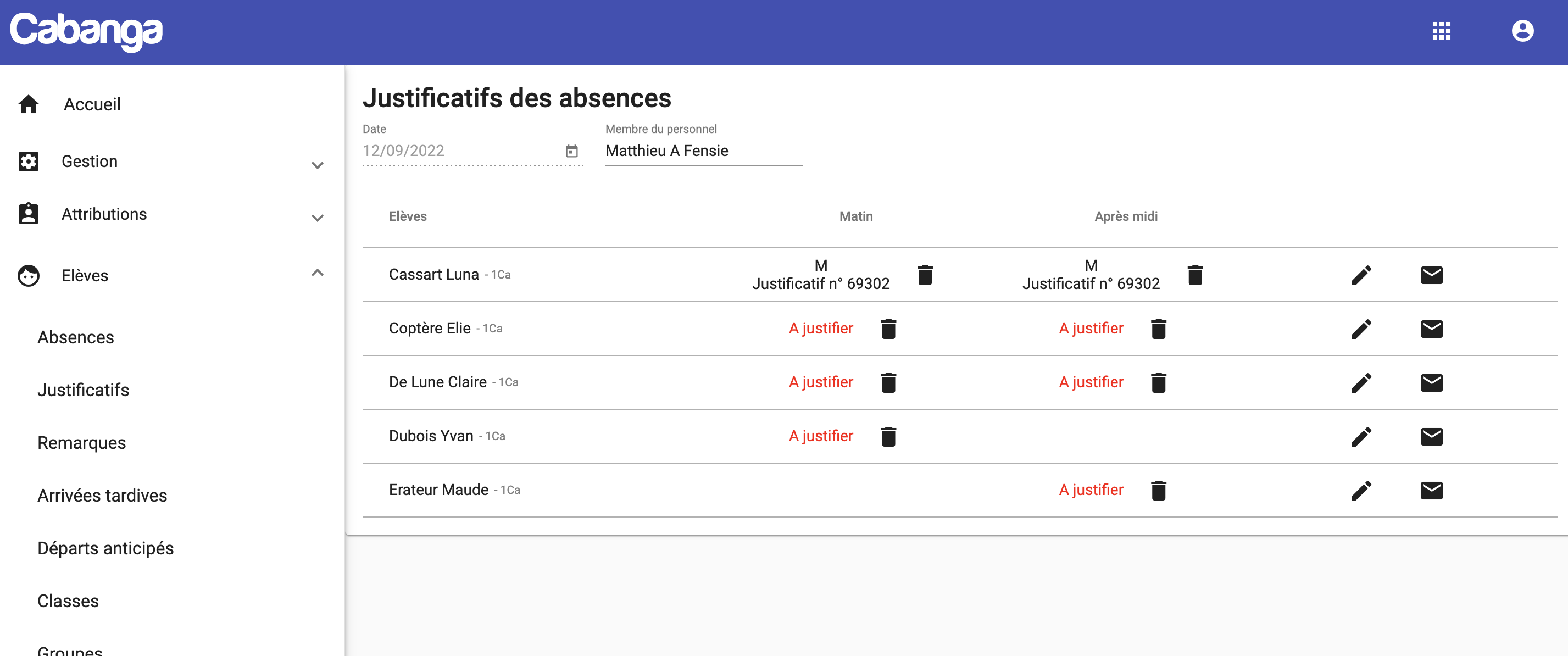 absences élèves par profs