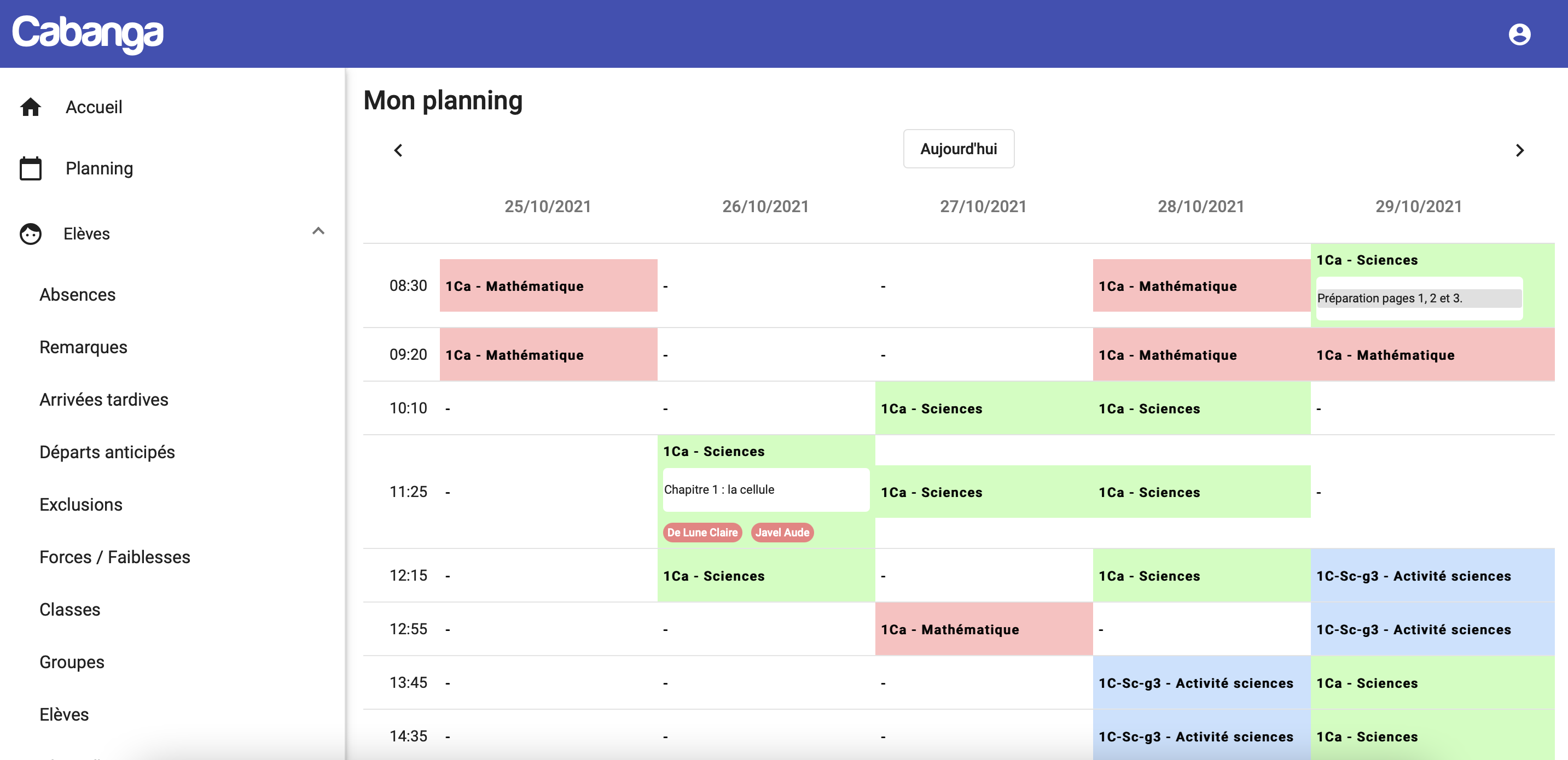 Vue planning